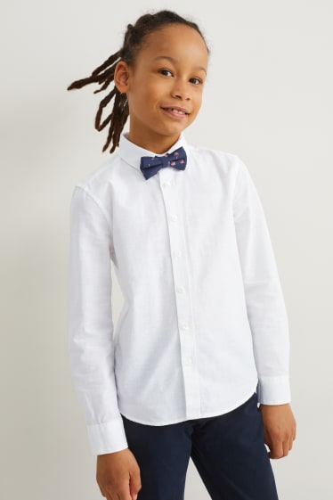 Enfants - Ensemble - chemise, gilet sans manches et nœud papillon - LYCRA® - 3 pièces - bleu