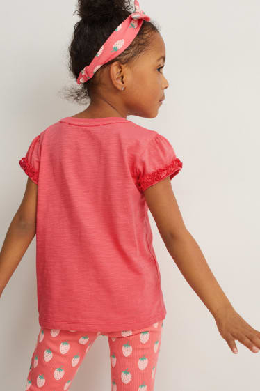 Kinder - Set - Kurzarmshirt und Haarband - 2 teilig - pink