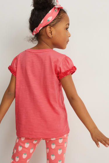 Kinderen: meisjes - Set - T-shirt en haarbandje - 2-delig - fuchsiarood