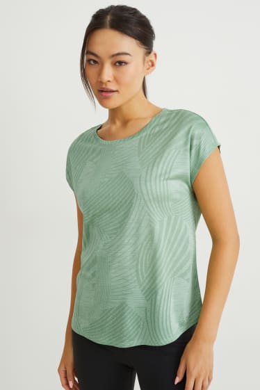 Kobiety - Koszulka funkcyjna - bieganie - wzorzysta - zielony