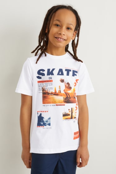 Niños - Set - camisa vaquera y camiseta de manga corta - 2 prendas - azul