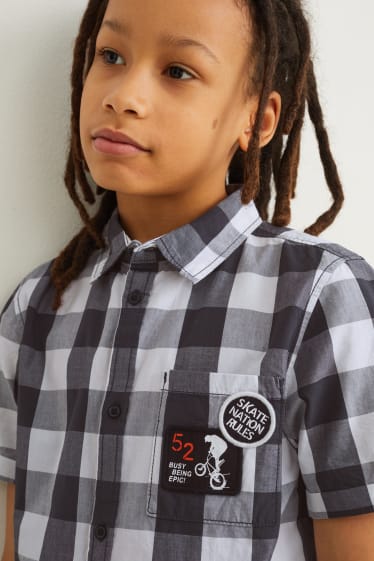 Children - Shirt - check - dark gray