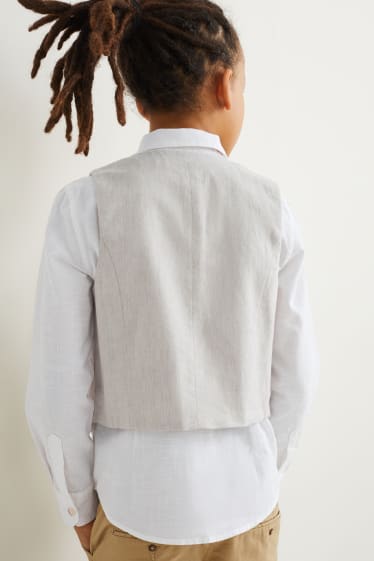 Enfants - Ensemble - chemise, gilet sans manches et nœud papillon - LYCRA® - 3 pièces - beige clair
