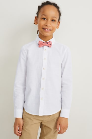 Enfants garçons - Ensemble - chemise, gilet sans manches et nœud papillon - LYCRA® - 3 pièces - beige clair