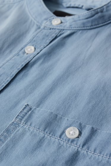 Hommes - Chemise en jean - regular fit - encolure montante - bleu clair