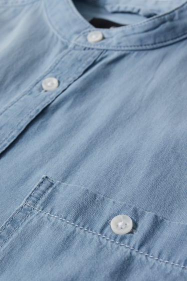 Uomo - Camicia di jeans - regular fit - collo alla coreana - azzurro