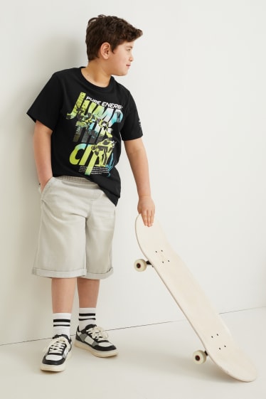 Niños - Talla grande - set - camiseta de manga corta y shorts - 2 piezas - negro