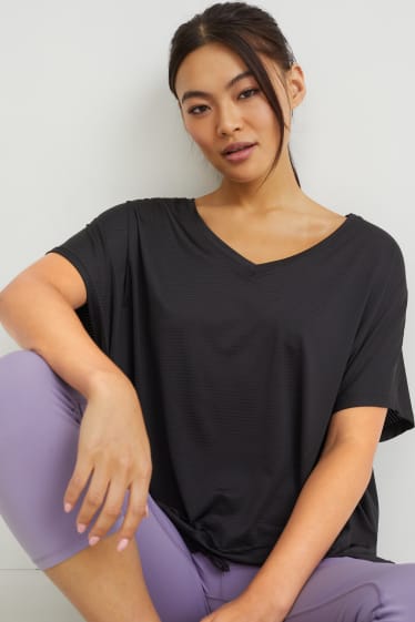 Femei - Bluză funcțională - yoga - 4 Way Stretch - cu dungi - negru
