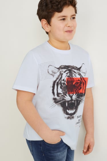 Kinderen - Uitgebreide maten - set van 2 - T-shirt - wit / lichtblauw