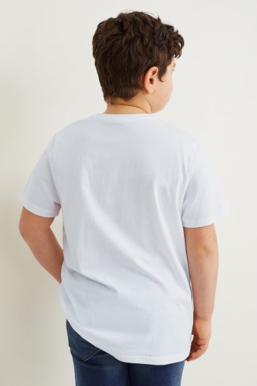 Kinderen - Uitgebreide maten - set van 2 - T-shirt - wit / lichtblauw
