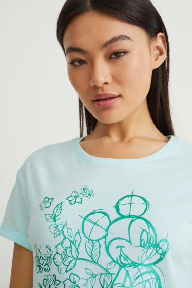 Damen - T-Shirt - Micky Maus - mintgrün