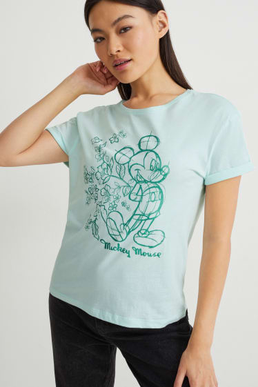 Damen - T-Shirt - Micky Maus - mintgrün