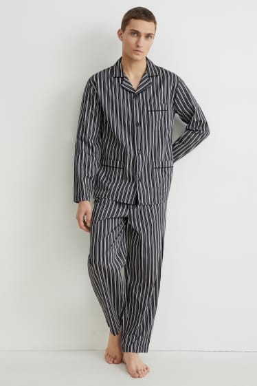 Pánské - Pyžamo - pruhované - černá/bílá