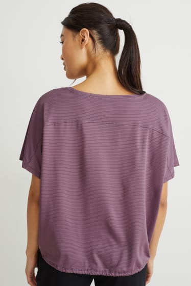 Women - Active T-shirt - yoga - 4 Way Stretch - striped - purple