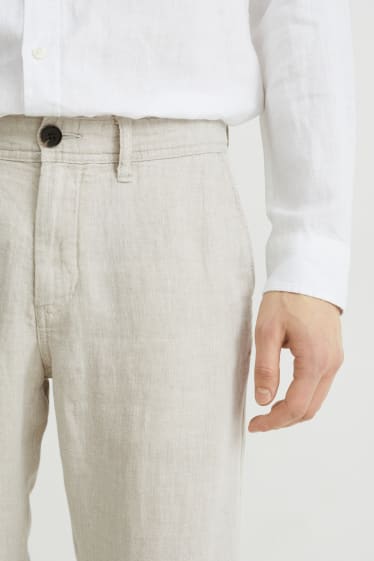 Uomo - Pantaloni chino di lino - regular fit - beige