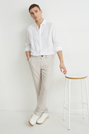 Uomo - Pantaloni chino di lino - regular fit - beige