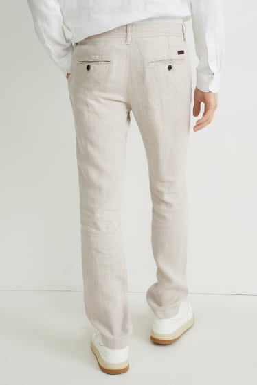 Uomo - Pantaloni chino di lino - regular fit - beige