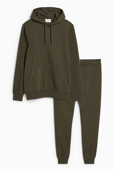 Uomo - Set - felpa con cappuccio e pantaloni sportivi - 2 pezzi - kaki