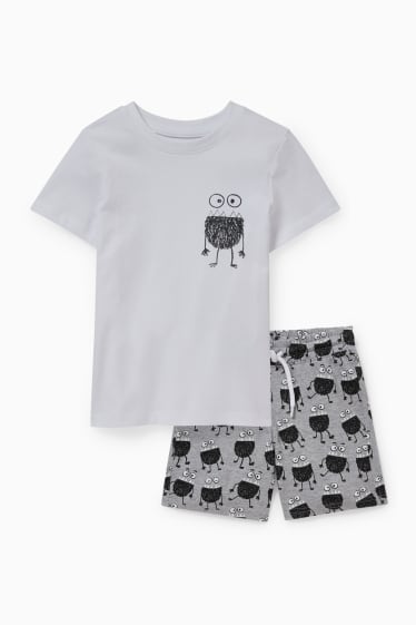 Kinder - Set - Kurzarmshirt und Shorts - 2 teilig - weiß