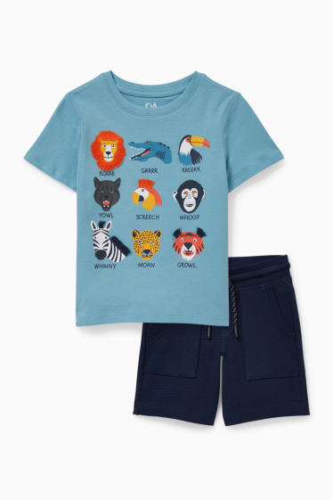 Bambini - Set - maglia a maniche corte e shorts di felpa - 2 pezzi - turchese