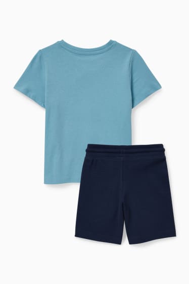 Bambini - Set - maglia a maniche corte e shorts di felpa - 2 pezzi - turchese