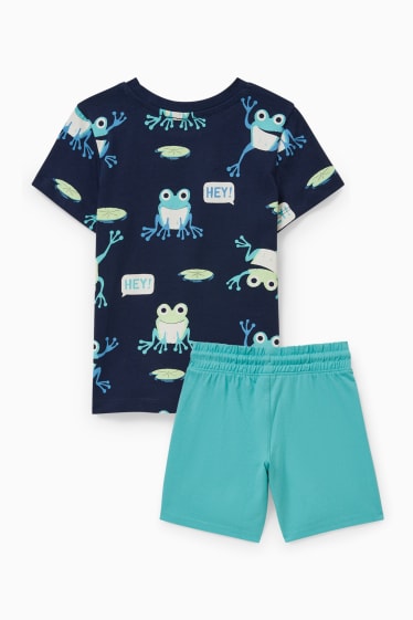 Niños - Set - camiseta de manga corta y shorts - 2 piezas - azul oscuro