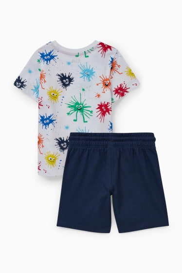 Kinder Buben - Set - Kurzarmshirt und Shorts - 2 teilig - weiß
