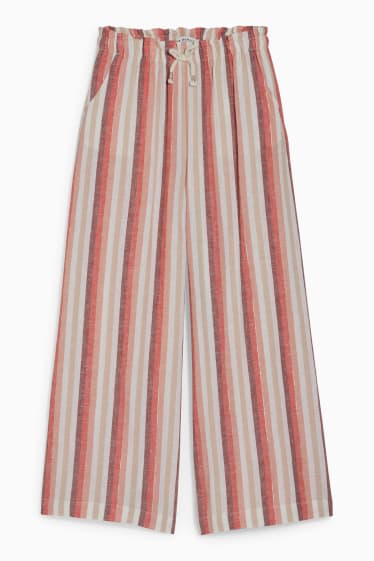 Children - Trousers - linen blend - striped - beige