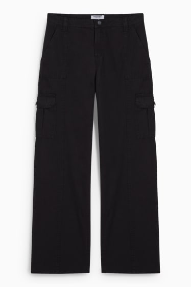 Women - CLOCKHOUSE - cargo trousers - high waist - relaxed fit - black