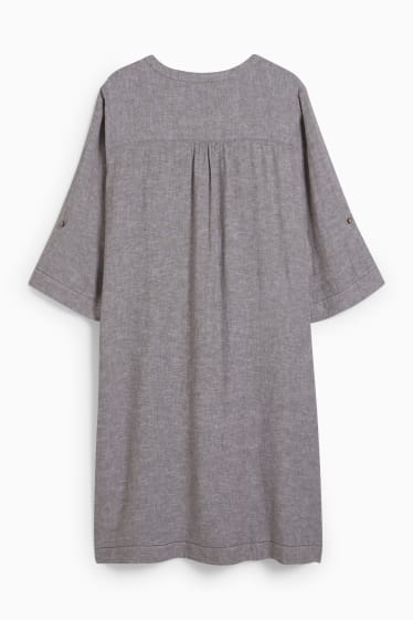 Damen - Kleid - Leinen-Mix - grau-melange