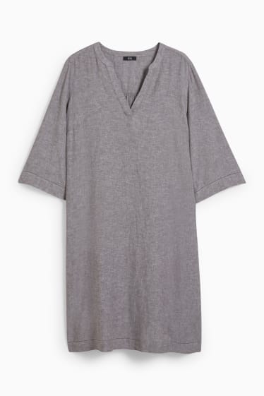 Mujer - Vestido - mezcla de lino - gris jaspeado