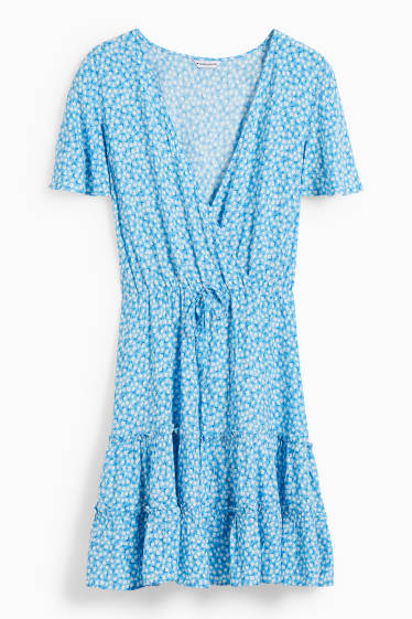 Femmes - CLOCKHOUSE - robe portefeuille - à fleurs - bleu