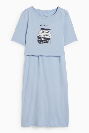Donna - Camicia da notte per allattamento - azzurro