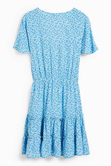 Femmes - CLOCKHOUSE - robe portefeuille - à fleurs - bleu