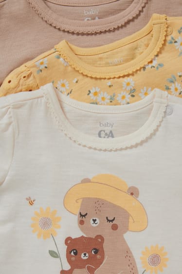 Baby Mädchen - Multipack 3er - Baby-Kurzarmshirt - cremeweiss