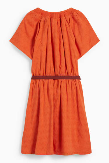 Enfants filles - Robe à ceinture - orange