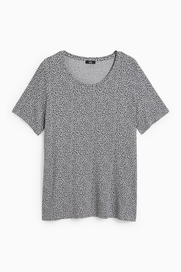 Damen - T-Shirt - gepunktet - schwarz / grau
