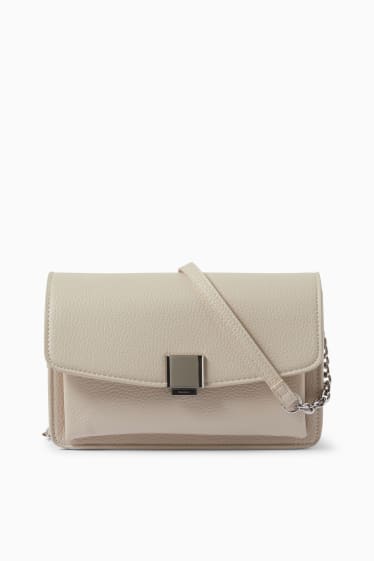 Damen - Umhängetasche - Lederimitat - hellbeige