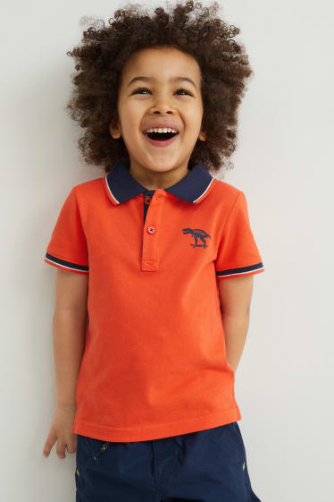 Kinderen - Set van 3 - dino - poloshirt en 2 T-shirts - blauw