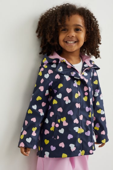 Niños - Chaqueta impermeable con capucha - estampada - azul oscuro