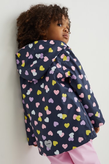 Niños - Chaqueta impermeable con capucha - estampada - azul oscuro