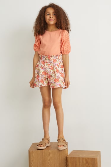 Niños - Shorts - de flores - beis