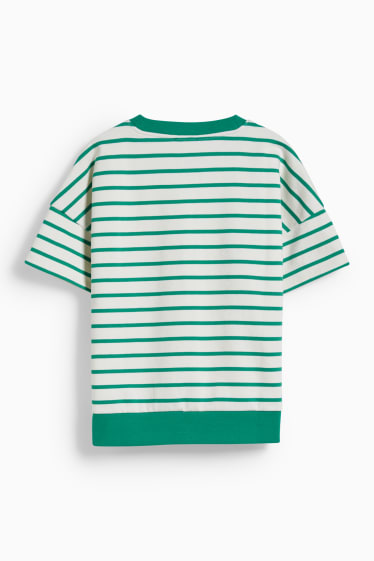 Women - T-shirt - striped - green / cremewhite