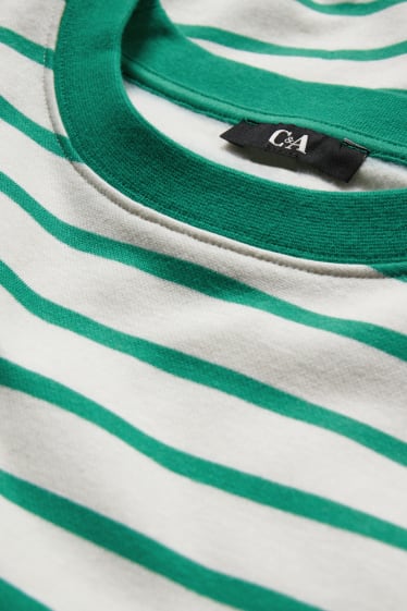 Women - T-shirt - striped - green / cremewhite