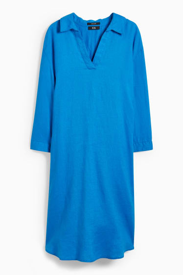 Dames - Linnen jurk - blauw