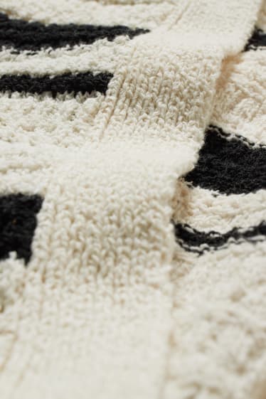 Donna - Caftano lavorato a maglia - a righe - bianco crema