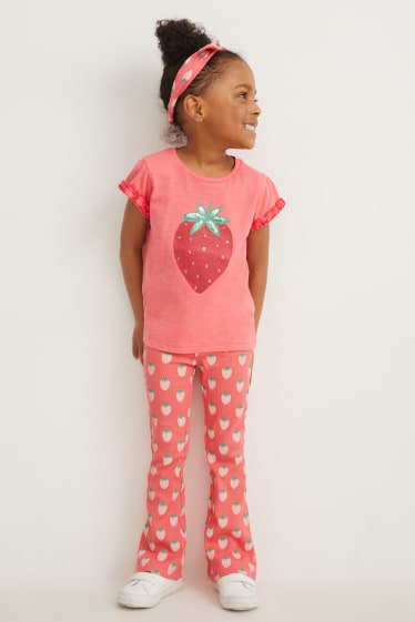 Children - Flared leggings - patterned - pink