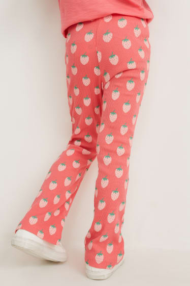 Children - Flared leggings - patterned - pink