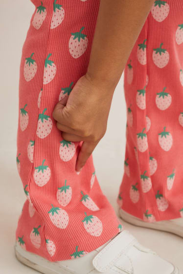 Children - Flared leggings - patterned - pink