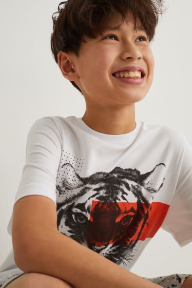 Enfants garçons - Lot de 2 - T-shirts - blanc / bleu clair